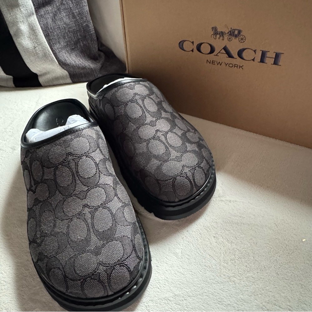 COACH Signature Jacquard Slip-On Sport Clogs in Charcoal